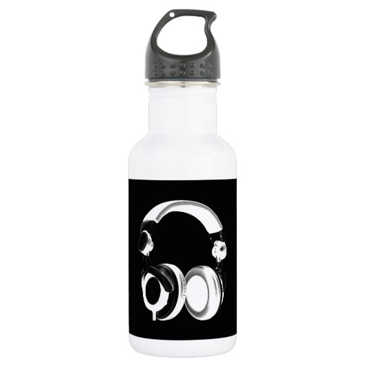 Silhouette (zwart-wit) hoofdtelefoon waterfles (Voorkant)