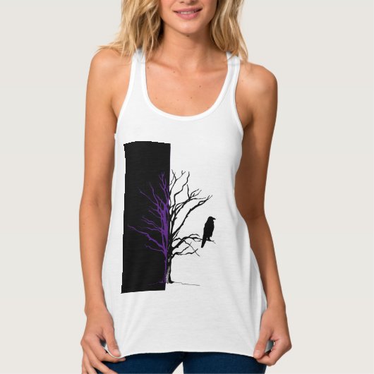 Silhouette Zwarte Vogel Raaf Tanktop (Voorkant)