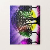 Silhouetted Black Trees met levendige kleuren Legpuzzel (Verticaal)