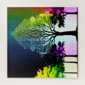 Silhouetted Black Trees met zachte regenboogkleure Legpuzzel (Verticaal)