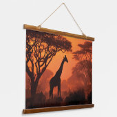 Silhouetted Giraffe Sunset Safari Wall Art Hangend Wandkleed (Gebogen)