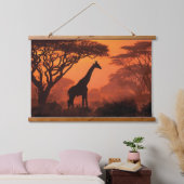 Silhouetted Giraffe Sunset Safari Wall Art Hangend Wandkleed (Slaapkamer)