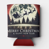 Silhouetted Santa and Reindeer Flying Blikjeskoeler (Achterkant)