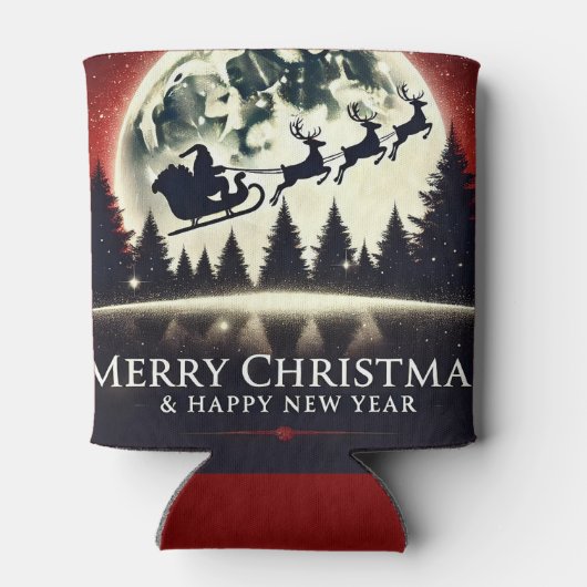 Silhouetted Santa and Reindeer Flying Blikjeskoeler (Achterkant)