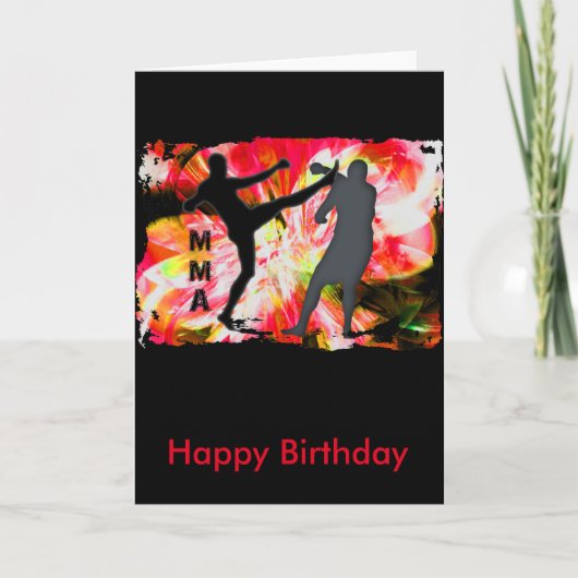 Silhouetten MMA in Rode Explosie Kaart (Voorkant)