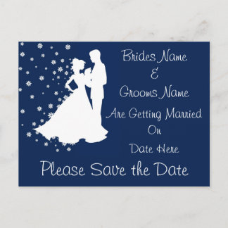 Silhouetten Navy Blue Wedding Bewaar de datum Aankondigingskaart
