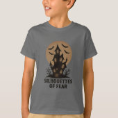 Silhouetten van Angst - Haunted House Halloween T-shirt (Voorkant)