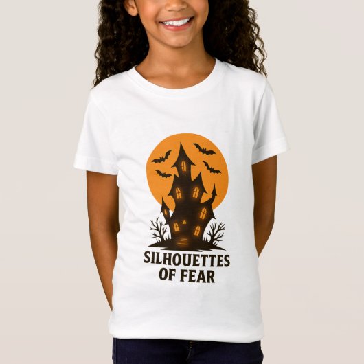 Silhouetten van Angst - Haunted House Halloween T-shirt (Voorkant)