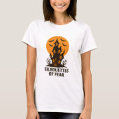 Silhouetten van Angst - Haunted House Halloween T-shirt (Voorkant)