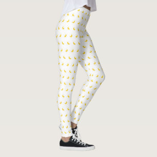 Silhouetten van Kleine Gele Bananen op Witte Leggi Leggings