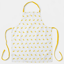 Silhouetten van kleine witte bananen op geel schort