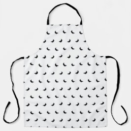 Silhouetten van kleine zwarte bananen op wit schort