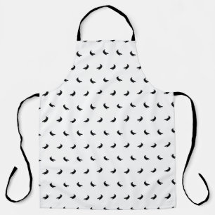 Silhouetten van kleine zwarte bananen op wit schort