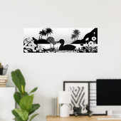 Silhouetten van Vrede - Zwart-wit Natuur Poster (Thuiskantoor)