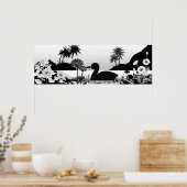 Silhouetten van Vrede - Zwart-wit Natuur Poster (Keuken)