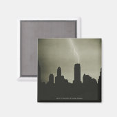 Silhouetten van wolkenkrabbers en bliksem aan de h magneet (Voorkant / Achterkant)