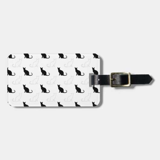 Silhouetten van zwarte en witte katten bagagelabel (Voorkant horizontaal)