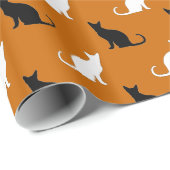 Silhouetten van zwarte en witte katten cadeaupapier (Rol Hoek)