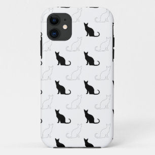 Silhouetten van zwarte en witte katten Case-Mate iPhone case