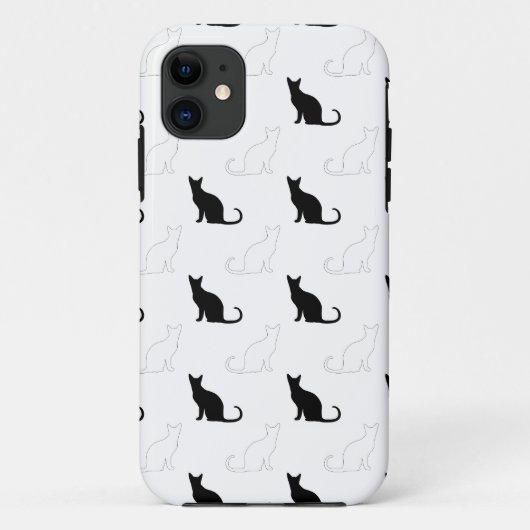 Silhouetten van zwarte en witte katten Case-Mate iPhone case (Achterkant)