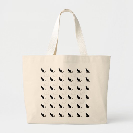 Silhouetten van zwarte en witte katten grote tote bag (Voorkant)