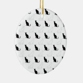 Silhouetten van zwarte en witte katten keramisch ornament (Rechts)