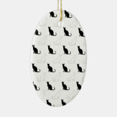 Silhouetten van zwarte en witte katten keramisch ornament (Rechts)