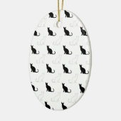 Silhouetten van zwarte en witte katten keramisch ornament (Links)