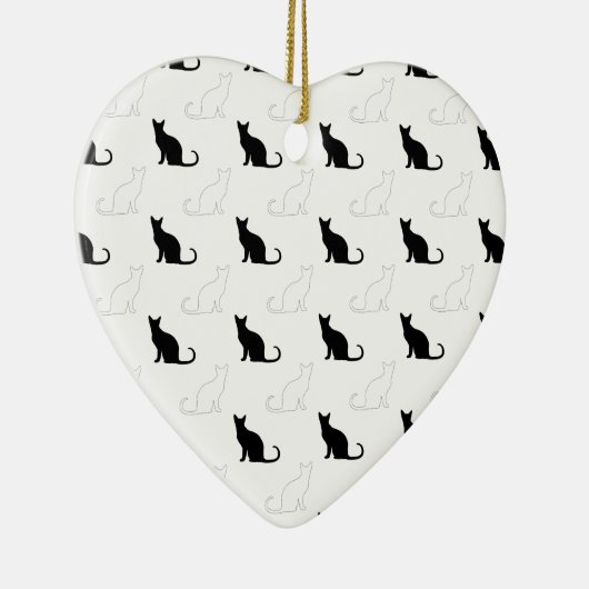 Silhouetten van zwarte en witte katten keramisch ornament (Rechts)