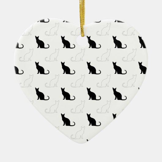 Silhouetten van zwarte en witte katten keramisch ornament (Voorkant)