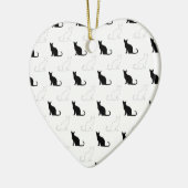 Silhouetten van zwarte en witte katten keramisch ornament (Links)