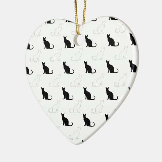 Silhouetten van zwarte en witte katten keramisch ornament (Links)