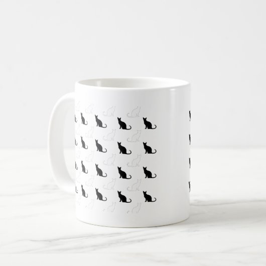 Silhouetten van zwarte en witte katten koffiemok (Voorkant links)