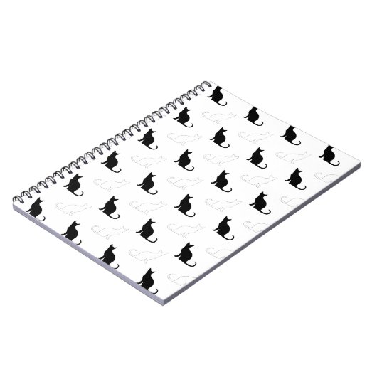 Silhouetten van zwarte en witte katten notitieboek (Linkerzijde)