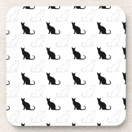 Silhouetten van zwarte en witte katten onderzetter (Voorkant)