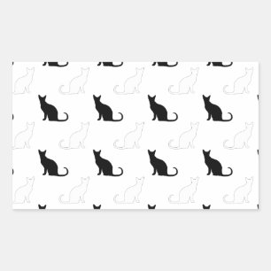 Silhouetten van zwarte en witte katten rechthoekige sticker