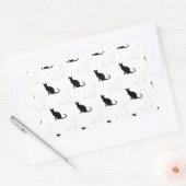 Silhouetten van zwarte en witte katten rechthoekige sticker (Envelop)