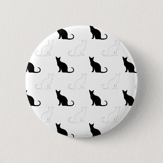 Silhouetten van zwarte en witte katten ronde button 5,7 cm (Voorkant)