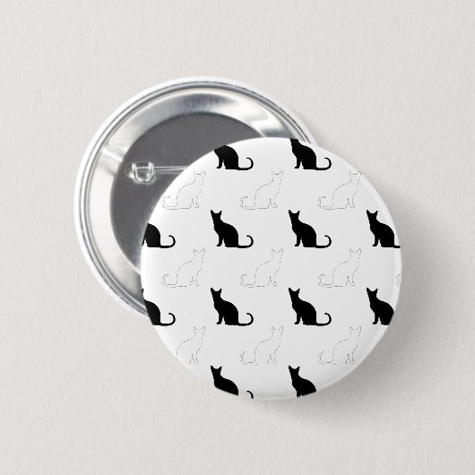 Silhouetten van zwarte en witte katten ronde button 5,7 cm (Voorkant /achterkant)