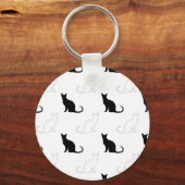 Silhouetten van zwarte en witte katten sleutelhanger (Voorkant)