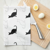 Silhouetten van zwarte en witte katten theedoek (Quarter Fold)