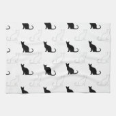 Silhouetten van zwarte en witte katten theedoek (Horizontaal)