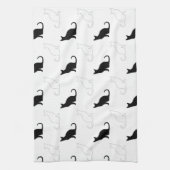 Silhouetten van zwarte en witte katten theedoek (Verticaal)