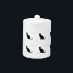 Silhouetten van zwarte en witte katten theepot<br><div class="desc">Katten in zwart-wit.</div>