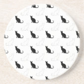 Silhouetten van zwarte en witte katten zandsteen onderzetter (Voorkant)