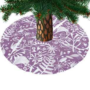 Silhouettes Botanische Floral Paars en wit Kerstboom Rok
