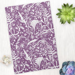 Silhouettes Botanische Floral Paars Theedoek<br><div class="desc">paarse en witte florale botanische silhouetten van natuur,  witte bladeren,  bladeren en bloemen met een tropisch gevoel.</div>