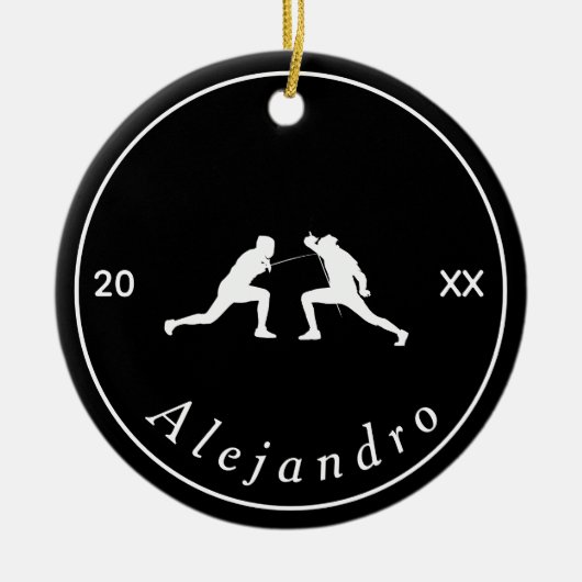 Silhouettes Name & Year Cool Keramisch Ornament (Voorkant)