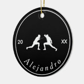 Silhouettes Name & Year Cool Keramisch Ornament (Links)