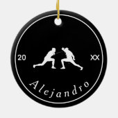 Silhouettes Name & Year Cool Keramisch Ornament (Achterkant)